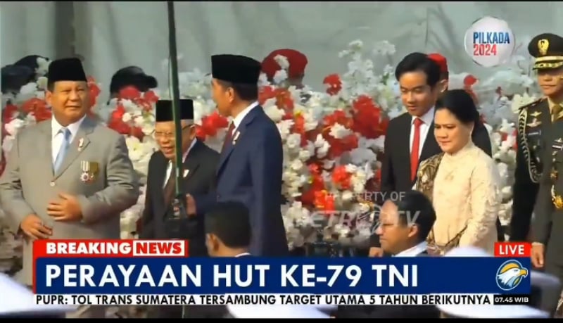 Prabowo dan Gibran Nampak Dengan Jarak di Peringatan HUT TNI, Yusuf Dumdum Duduk di Sebelah Fufufafa Tetapi PS Menolak.